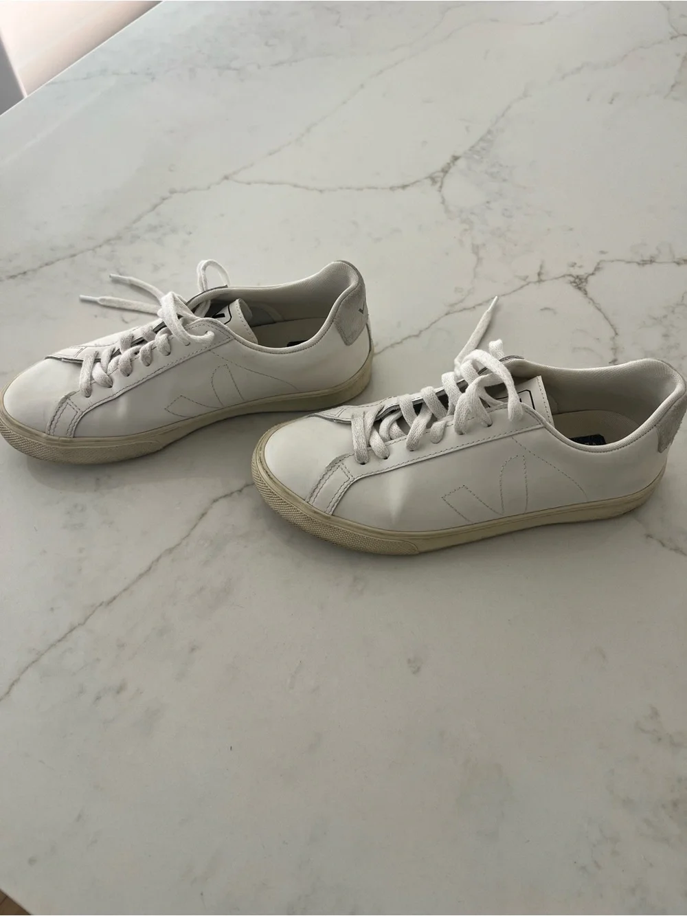 VEJA Esplar Leather Sneakers Womens 6 EU 37 Extra White Low Top Lace Up Brazil